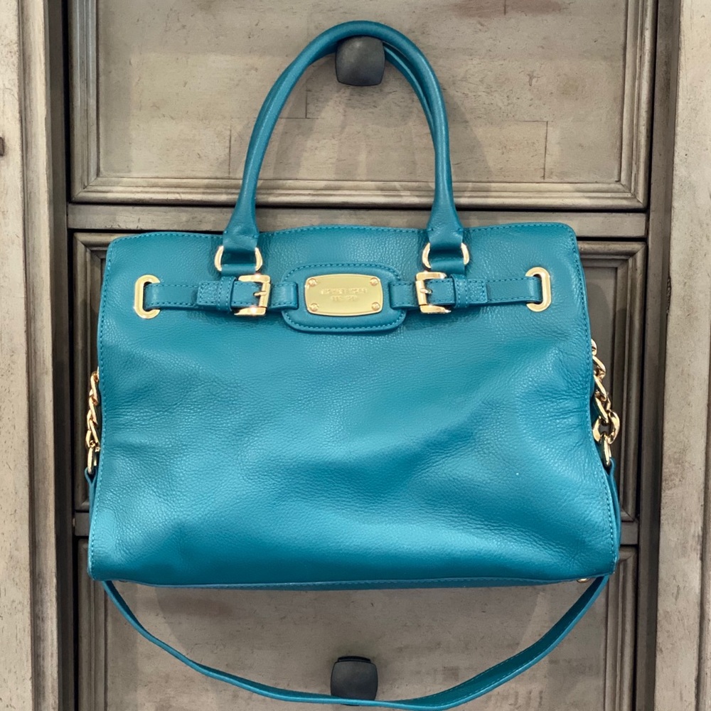 Michael Kors Teal Blue Hamilton Satchel